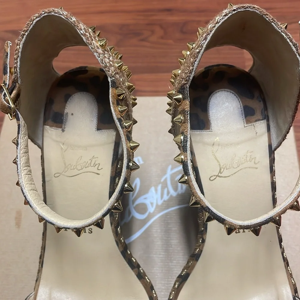 Christian Louboutin Mad Monica leopard wedge size 10 - Picture 10 of 13